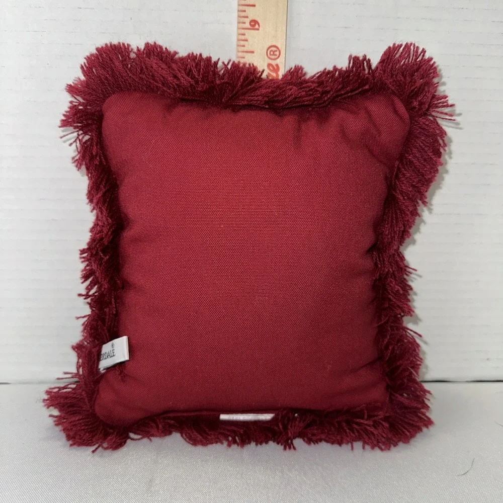 Riverdale Christmas Santa Claus Tapestry Throw‎ Pillow Burgundy Fringe
